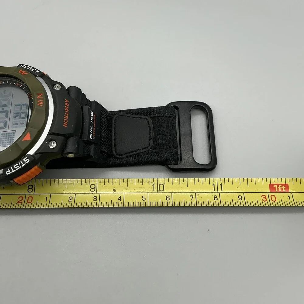 Armitron Pro Sport Mens Watch 51mm Gray Digital Dual Time Chrono New Battery